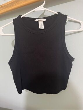 H&M Black Ribbed Sleeveless Crop Tank